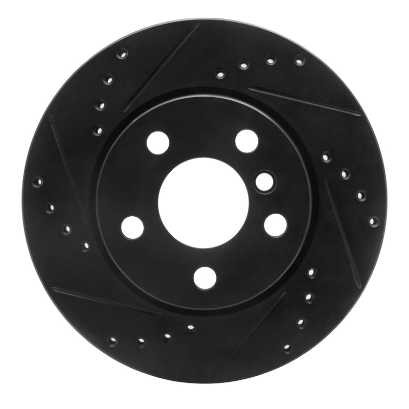 Mini Cooper Brake Rotor (1) - Front Left - R1 Concepts - Drilled & Slotted - Black - `14-`24